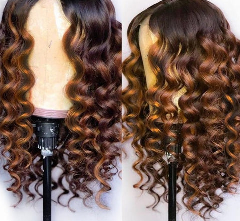 Pre Plucked Loose Deep Wave Colored Human Hair Wigs