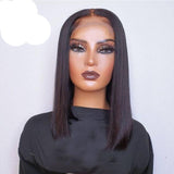 Ombre Grey Blue Color Short Bob Transparent Lace  Human Hair Wig- Straight