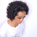 Pixie Cut Short Curly Human Hair Wig 13X2 Transparent Lace